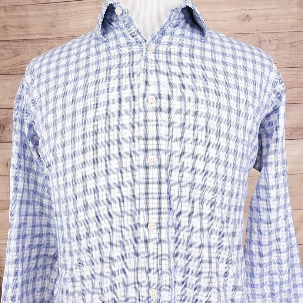 Kirkland Signature Shirt Mens Large 16 35 Plaid‎ Non Iron Classic Dress Work